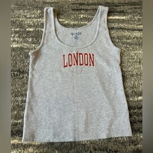 BRANDY MELVILLE John Galt Ribbed London Cropped Tank With Raw Hem